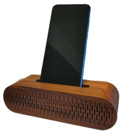 belaDESIGN Smartphone Stand Speaker, Natural Wood, No Power Supply Required, Wooden Smartphone Speaker, Put It On (WS1710D Brown, Black Walnut (USA))