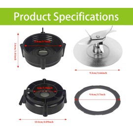 Pro 1200 Blender Blade Stainless Steel Replacement for Oster Pro 1200 Blender Accessory with Jar Base Cap and One Rubber O Ring Gasket for Oster Pro 1200 Blender Replacement Parts (pro1200 with jar)