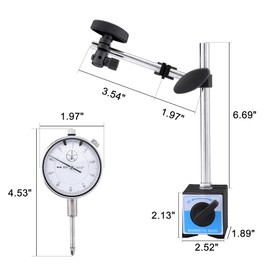Mornajina Dial Indicator with Magnetic Base 0-1.0" Tester Gage, Dial Test Indicator 0.001" Precision, Magnetic Dial Indicator Base Holder with Fine Adjustment
