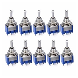 MTS-102 6A 125V Mini 3PIN ON-Off Toggle Switches for Switching Lights Motors 10pcs (MTS-102)