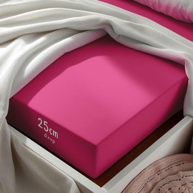 Aspire Homeware King Size Fitted Sheets - 25 cm Deep Hotel Quality (Pink) Bed Sheets - Soft & Breathable Fitted Sheets King Size - Anti-Wrinkle Easy Care Fitted Sheet