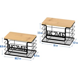 AUVAHOX Trash Bag Holder Dispenser, Garbage Bags Organizers with Bamboo Top, Wall Mount with Adhesive Hook, Perfect Storage Rack for Cabinet, Under Sink (Black, 2pack set-L/XL)