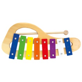 Bino world of toys Xylophon, Spielzeug für Kinder ab 3 Jahre (Musikinstrument für Kinder, Xylophon aus Holz & Metall, 8 Töne, mit Klangplatten in Regenbogenfarben und einem Klöppel), Mehrfarbig