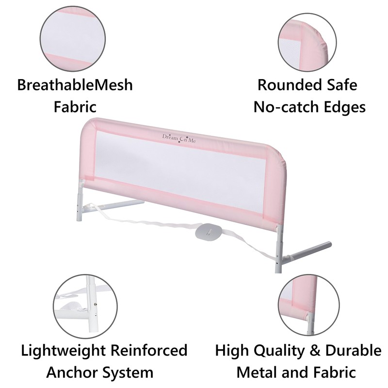 Dream On Me Adjustable Mesh Bed Rail, Two Height Levels,