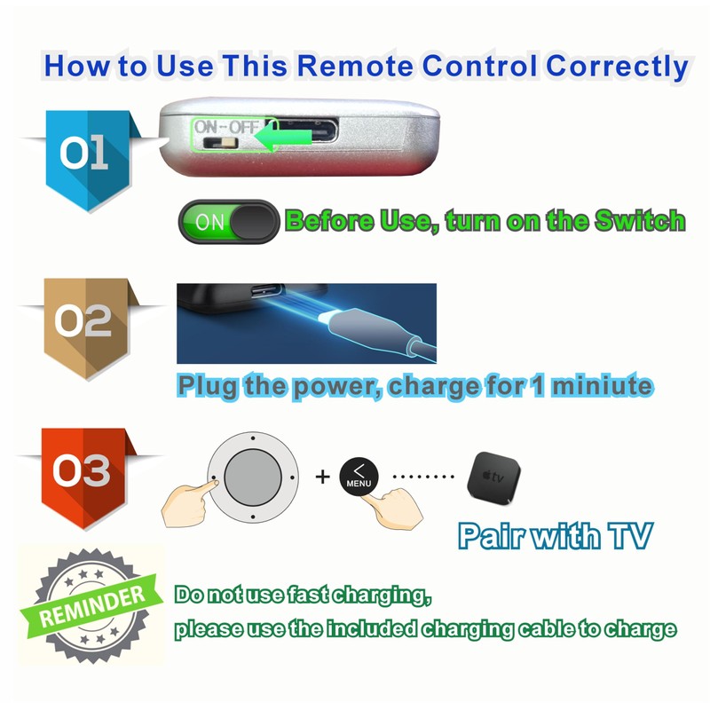 Replacement Remote Control for All Apple TV Remote - 1