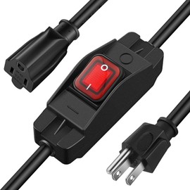 Weewooday 3 ft Outdoor Extension Cord with Switch, Waterproof On/Off Switch 3 Prong Heavy Duty 1875w, 14/3 Sjt Cable Inline 15a 125v Grounded Outlets Plugs for Appliances Outdoor Light (Black)