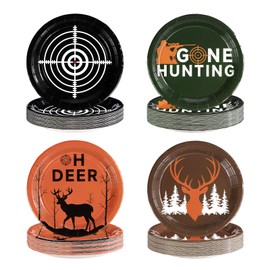 Grencian 60 Pcs Hunting Camo Baby Shower Plates 9" Heavy Duty Oh Deer Plates Deer Hunting Party Disposable Tableware Sets for Outdoor Camping Picnic Deer Hunting Themed Party Decorations Serves 60