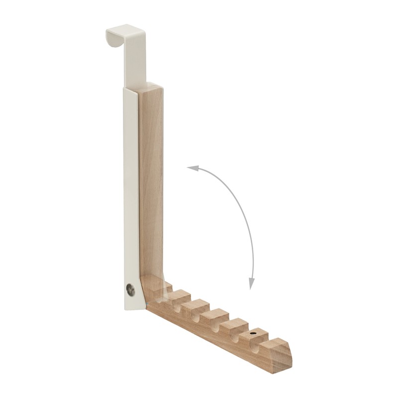 Relaxdays Folding Hook for 6 Hangers, Metal and Wood, Hooks