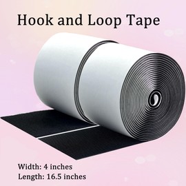 Nubarssy 4 Inch x 16.5 Feet Black Hook and Loop Tape with Adhesive, Nylon Heavy Duty Hook and Loop Tape Strips,Keep Couch Cushions from Sliding, Fixed Screen Window Carpet Wall Hanging