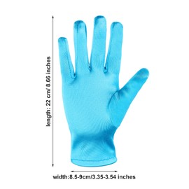 Sumind Short Opera Satin Gloves Women Bridal Wedding Banquet Evening Dress Glove for Tea Party 1920s Flapper Accessories(Medium,Lake Blue)