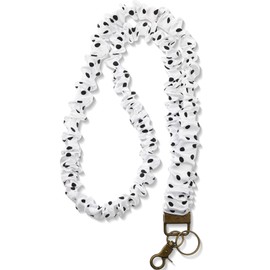 Geyoga Teacher Scrunchie Lanyards for ID Badges Keys Cute Neck Stretchy Lanyards Retractable Keychain Holder for Women Ladies (White, Black)