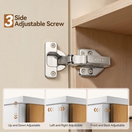 INMOZATA 2Pcs Kitchen Cupboard Hinges 110 Degree Detachable Cabinet Hinges 3D Full Overlay Door Hinge with Screws