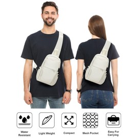 SZSYCN Sling Bag Cross Body Chest Bag Shoulder Bag for Men Women Waterproof Chest Bag with USB Charging Port Men's Bag for Runners Training Hiking Cycling Travel, E9 white, Rucksack
