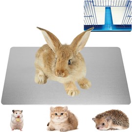 KABASI Rabbit Cooling Pad, Hamster Cool Plate Ice Bed, Pet Cooling Mat for Bunny Puppy Kitten Guinea Pig Cat & Other Small Pets Stay Cool, Bite Resistance Aluminium Alloy Cool Pads, 12x8 in