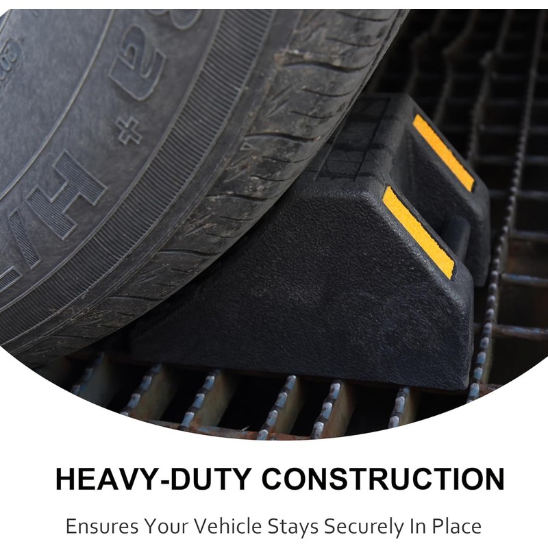 OrangeStar 4-Pack Heavy Duty Rubber Wheel Chocks with Hand Grip