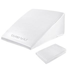 HOMBYS Satin Bed Wedge Pillow Cover Silky & Smooth Wedge Pillowcase 1 Pack 24x24x12.5, Soft & Breathable, Removable & Machine Washable-Zipper Design (Pillow Not Include), (White, 24"x24"x12.5")