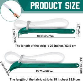 Lasnten 2 Pcs Strap Wrench 12" 16" Nylon Strap Pipe Wrench Adjustable Green Handle Water Filter Wrench Metal Filter Wrench Heavy Duty for Replacing Oil Filter, PVC Junctions, Swimming Pool Connection