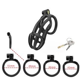 Zhong shu sheng Men's Black Breathable Protective Cage Multi-Size Workout Accessories A228 (XXL, Flat ring)