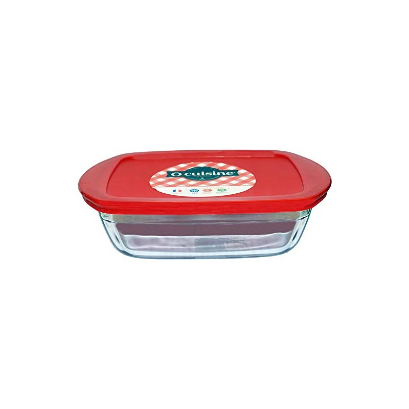 Pyrex O'Cuisine Borosilicate Glass Rectangular Dish with Plastic Lid 1.1L