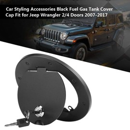 Rankomu Black Fuel Tank Cover Cap for Jeep Wrangler 2/4 Door 2007-2017, ABS & Aluminum Alloy Gas Cap Cover, Styling Trim Accessory