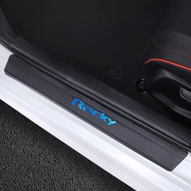 LEXLEYS Daihatsu Rocky A200S/210S Carbon Style Leather Side Step Guard Exterior Scuff Protect Sheet Door Guard Sticker Dress Up Custom Parts Gold Foil Hot Press Rocky Logo Scratch Prevention Sticker