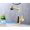 Qeemee LED Bathroom Faucet with Pull Out Sprayer, Grey Temperature