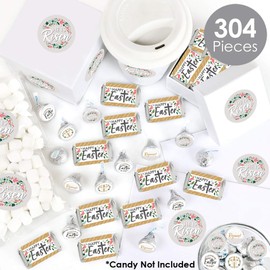 Big Dot of Happiness Religious Easter - Mini Candy Bar Wrappers, Round Candy Stickers and Circle Stickers - Christian Holiday Party Candy Favor Sticker Kit - 304 Pieces