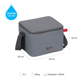 RESTO 5510 Foldable Cool Bag 11 L - 20 x 22 x 29 cm - Lunch Box for Men & Women - Cold & Hot Food - Waterproof Insulated Bag for Office, School, Travel - Comfortable Thermal Bag on the go, Grey