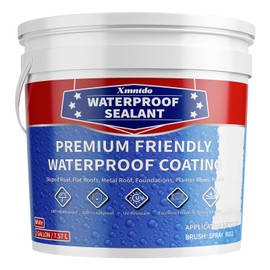 Xmntdo Waterproof Sealant - 2 Gallon, White, Multi-Surface Leak Repair Coating, Indoor & Outdoor Polyurethane Waterproof Coating, Crack & Leak Fix, Durable Water-Based Rubber Sealant, Easy to Apply