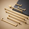 TUNNY 10 Pack Square Solid Cabinet Handles-3.8"/96mm Screw Spacing Shiny