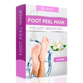 DERMORA Foot Peel Mask - 4 Pack of Regular Size Skin Exfoliating Foot Masks for Dry, Cracked Feet, Callus, Dead Skin Remover - Feet Peeling Mask for baby soft feet, Jasmine Scent
