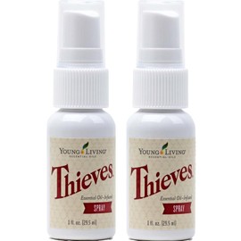 Young Living Thieves Spray | 1 oz | Portable Cleaner Spray, Formulated with Water & Alcohol, Ideal for Travel Essentials & Home; Fits in Backpack, Luggage, or Purse | 2 Pack
