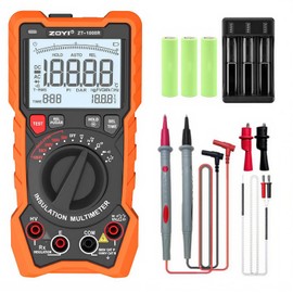 ZOYI ZT-1000R 2-en-1 Megohmímetro 1000V con DAR y Multímetro Digital, Resistencia de Aislamiento hasta 20GΩ, 19999 Recuentos, Diodos AC/DC Ohm, TRMS, Rango Automático, Pantalla LCD Retroiluminada