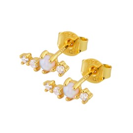 UNIQA Jewels - Women's Earrings with 925 Sterling Silver Opal Stone, 18K Gold-Plated Earrings, Women and Girls Jewellery, Small Hypoallergenic Earrings without Nickel, Yellow Gold, Opal