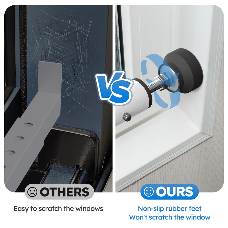 WooFog（Short）Security Bars for Sliding/Vertical Window, Adjustable Window Jammer Bars Security