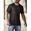 OYOANGLE Men's Sheer Mesh Short Sleeve Round Neck T Shirts