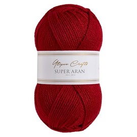 Utopia Crafts Super Aran Knitting and Crochet Yarn 100g (Cranberry Crush)