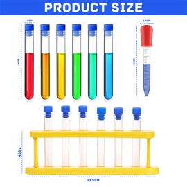 Plastic Pipette 13-Piece Test Tubes Pipette Set with Drip Pipettes and Piece Test Tube Stand Science Experiments Test Tube for Creative Laboratory