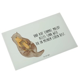 Mr. & Mrs. Panda Medium Glass Chopping Board Otter with Child - Otter Sea Otter, Fish Otter, Birth, Sea Otter, Mum, Glass Chopping Board, Saying, Breakfast Board, Chopping Board, Splash Guard