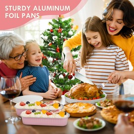 YQER YQER 100 Pack Mini Loaf Pans with Lids and Spoons Sealing Sticker, 6.8oz Mini Cake Pans for Baking, Disposable Aluminum Foil Loaf Pans, Pink Mini Loaf Baking Pans, Small Cake Containers With Lids