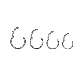 4 pares de anillos de nariz de acero quirúrgico de 18 g con bisagras, segmento de clic, aro, hélice, cartílago, Daith, tragus, piercings corporales para mujeres y hombres, 6 mm, 8 mm, 10 mm, 12 mm,
