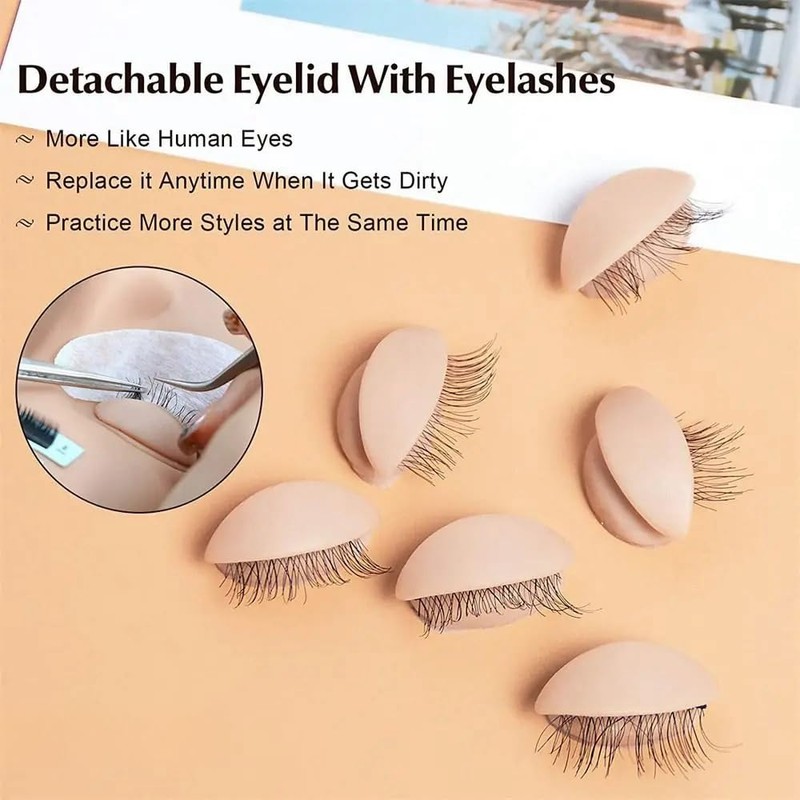 HuYiGGZ 6 Pairs Replacement Eyelids for Mannequin Head Removable Realistic