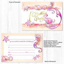 Olivia Samuel 20 x Mermaid 1st Birthday Party Invitations from Ready to Write with Envelopes