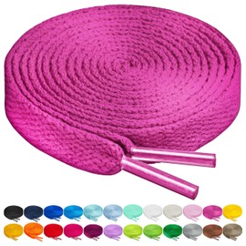 BIRCH's Shoelaces in 27 Colors Flat 5/16" Shoe Laces in 4 Different Lengths (56" (142cm), Persian Pink)