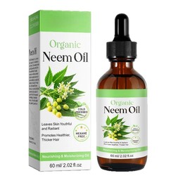 Organic Neem Oil For Skin and Hair, Virgin & Fresh Cold Pressed,Best For Itchy Scalp,Skin Redness