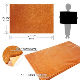Allgala Jumbo Self-Adhesive Glitter EVA Foam Sheets 10 Pack 16x24 inch (40x60cm) Paper Sheets- Orange Color-for Arts Crafts Projects, Classrooms, DIY Projects, Back to School Suppliers, Art Class