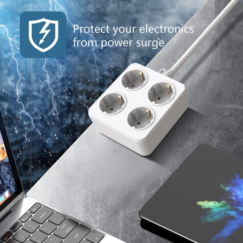 Aigostar Socket Strip 4-Way Table Socket Child Lock 1.5 m