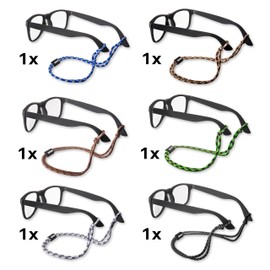 Carson Paracord Eyewear Retainer Assorted Pack with Various Fun Colors & Reflective Patterns, Durable Braided Nylon Design with Universal Fit (EX-50AS)