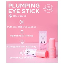 The SAEM Iceland Hydrating Collagen Eye Stick 0.24oz - Anti-wrinkle Moisturizing Eye Balm for Saggy Skin – Under Eye Treatment - Balm to Smooth Skin Texture - Rose Scent