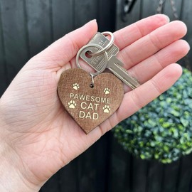 RED OCEAN Funny Birthday Fathers Day Gift From Cat Engraved Keyring CAT DAD Gift Joke Dad Gifts From Cat Keepsake